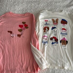 Crewcuts JCrew girls size XL set of 2 knit dog print shirts like new